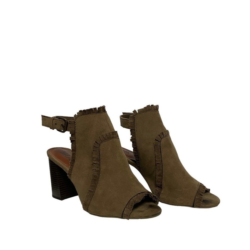 MIA Patrice Summer‎ Chic Fringe Open Toe Sling Back Block Heel Booties Brown